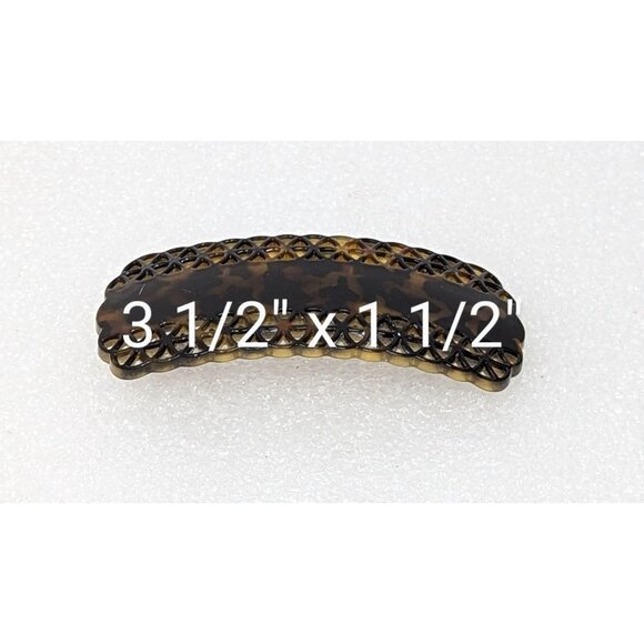 Vintage Tortoiseshell Hair Clip Barrette With Intricate Details 3.5" X 1.5" - Picture 2 of 3
